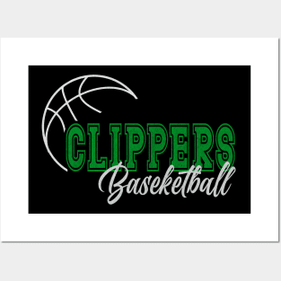 Classic Name Clippers Vintage Styles Green Basketball Posters and Art